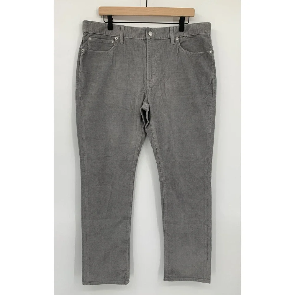 J Crew Corduroy Pants Mens 36x30 Gray Slim Flex Cotton Fall Preppy NEW